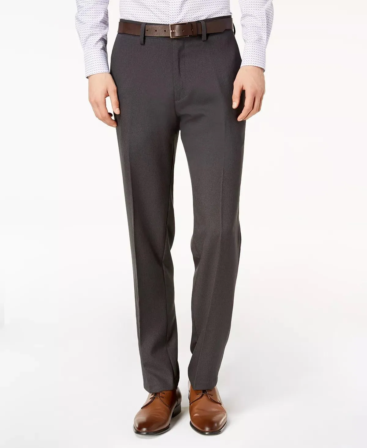Kenneth Cole Reaction Mens Modern fit Dress Pants 34 / 32 Grey Solid Stretch