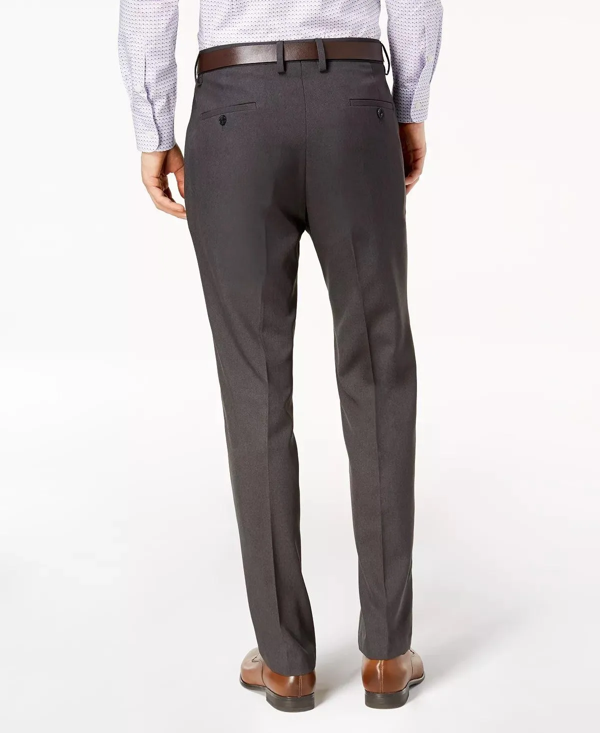 Kenneth Cole Reaction Mens Modern fit Dress Pants 34 / 32 Grey Solid Stretch