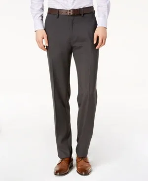 Kenneth Cole Reaction Mens Modern fit Dress Pants 34 / 32 Grey Solid Stretch