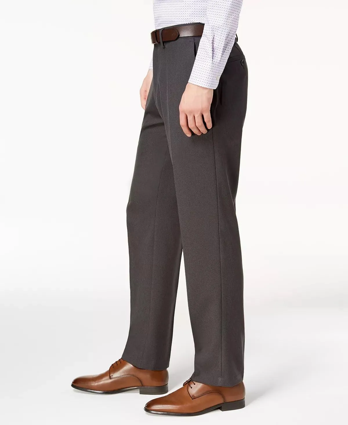 Kenneth Cole Reaction Mens Modern fit Dress Pants 34 / 32 Grey Solid Stretch