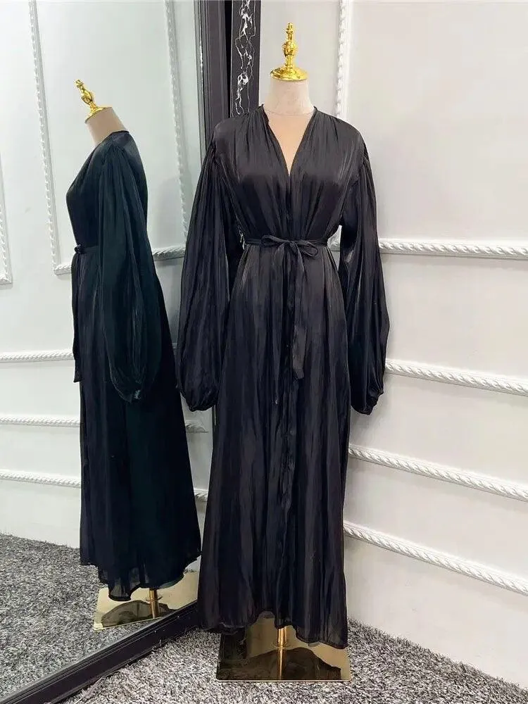 Kimono Modest Open Abaya with Belt for Women