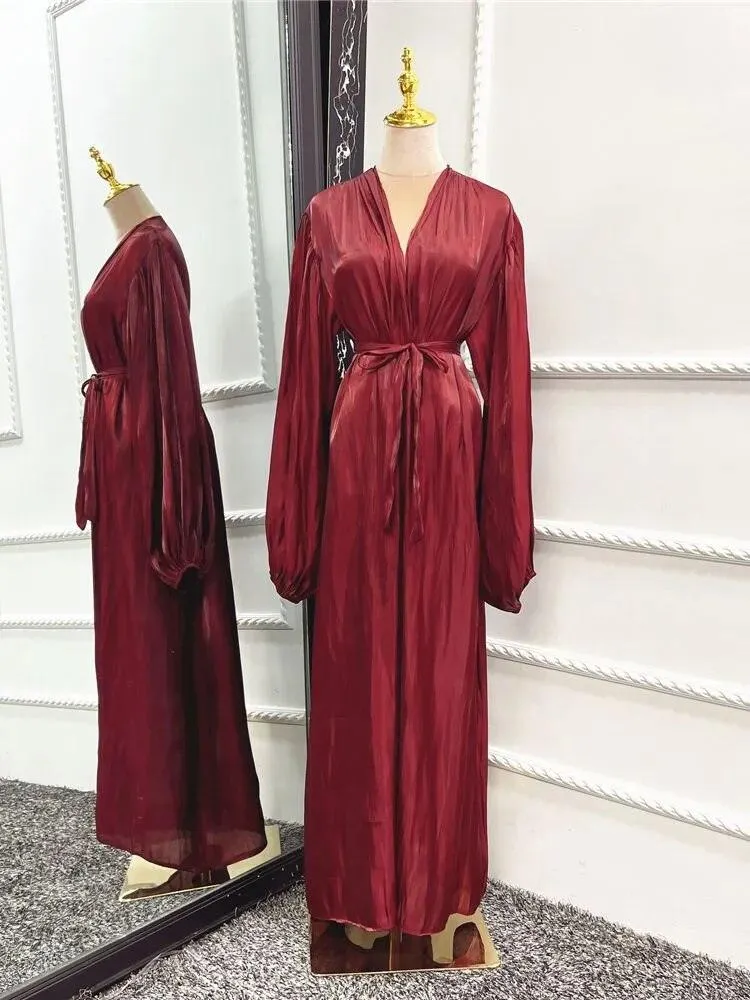 Kimono Modest Open Abaya with Belt for Women