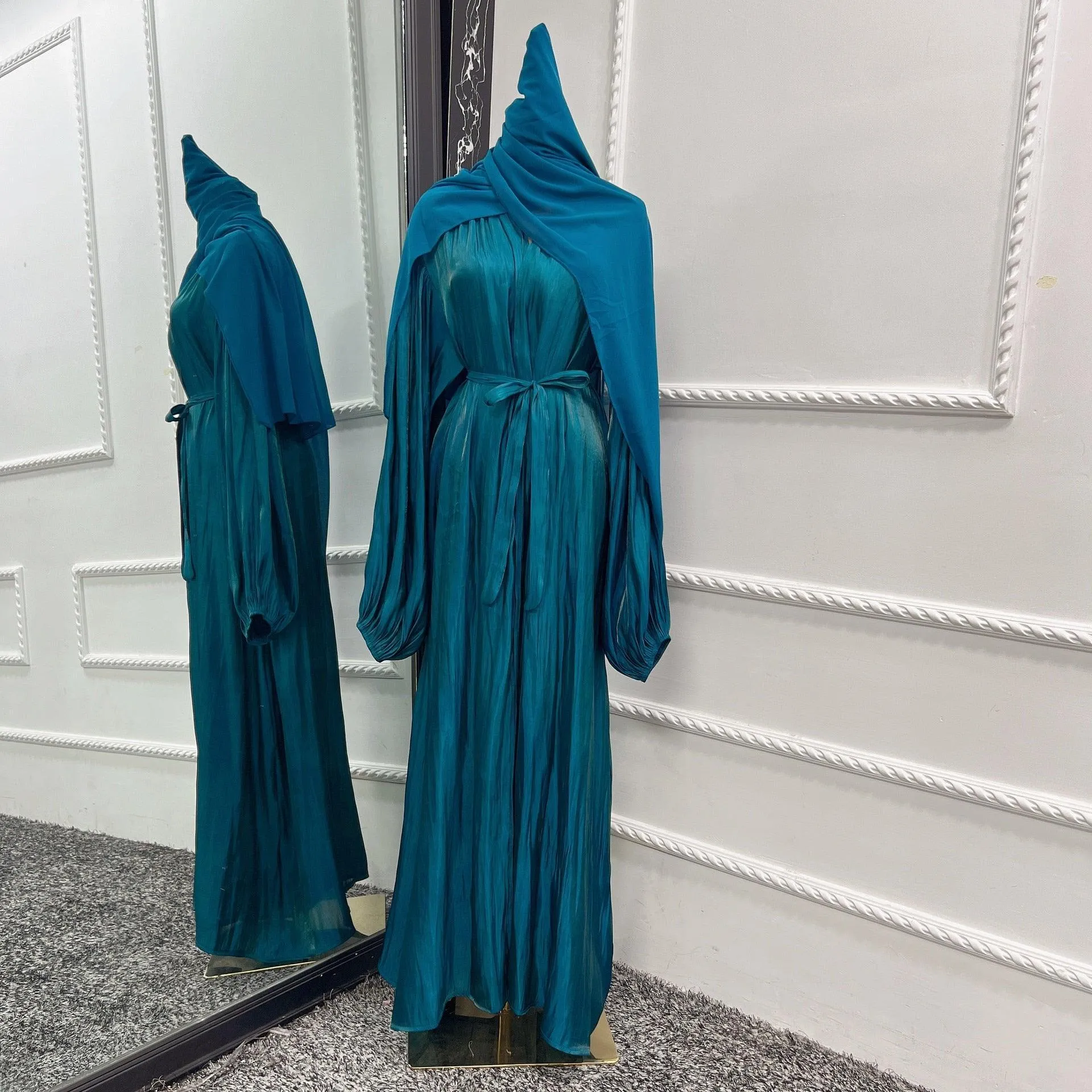 Kimono Modest Open Abaya with Belt for Women