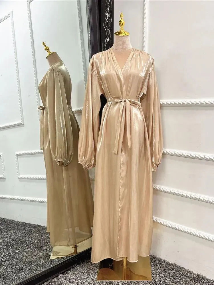 Kimono Modest Open Abaya with Belt for Women