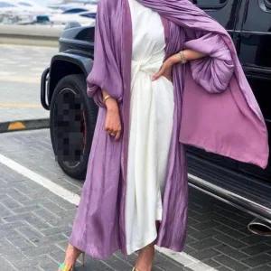 Kimono Modest Open Abaya with Belt for Women
