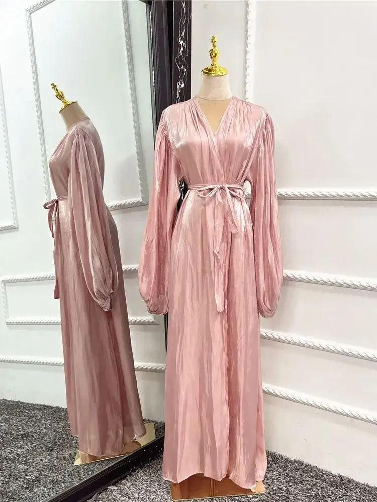 Kimono Modest Open Abaya with Belt for Women