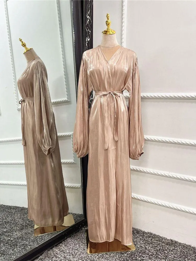 Kimono Modest Open Abaya with Belt for Women