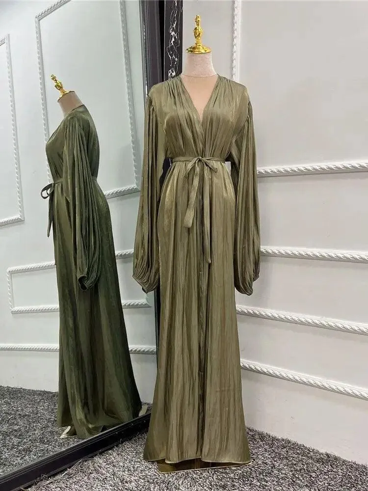 Kimono Modest Open Abaya with Belt for Women