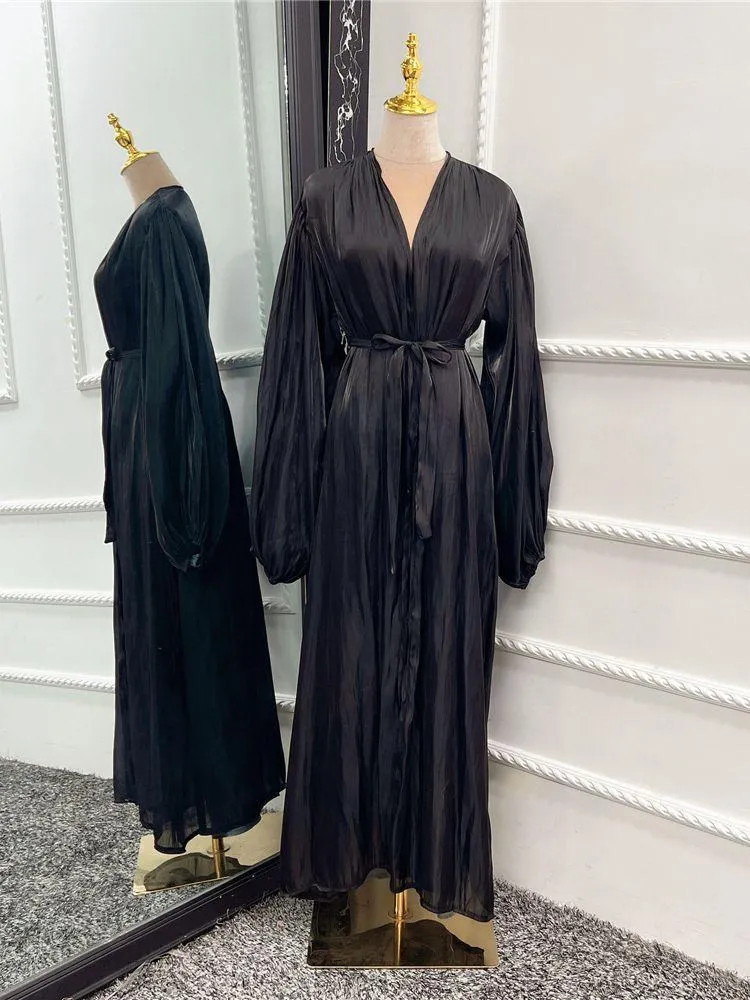Kimono Modest Open Abaya with Belt for Women
