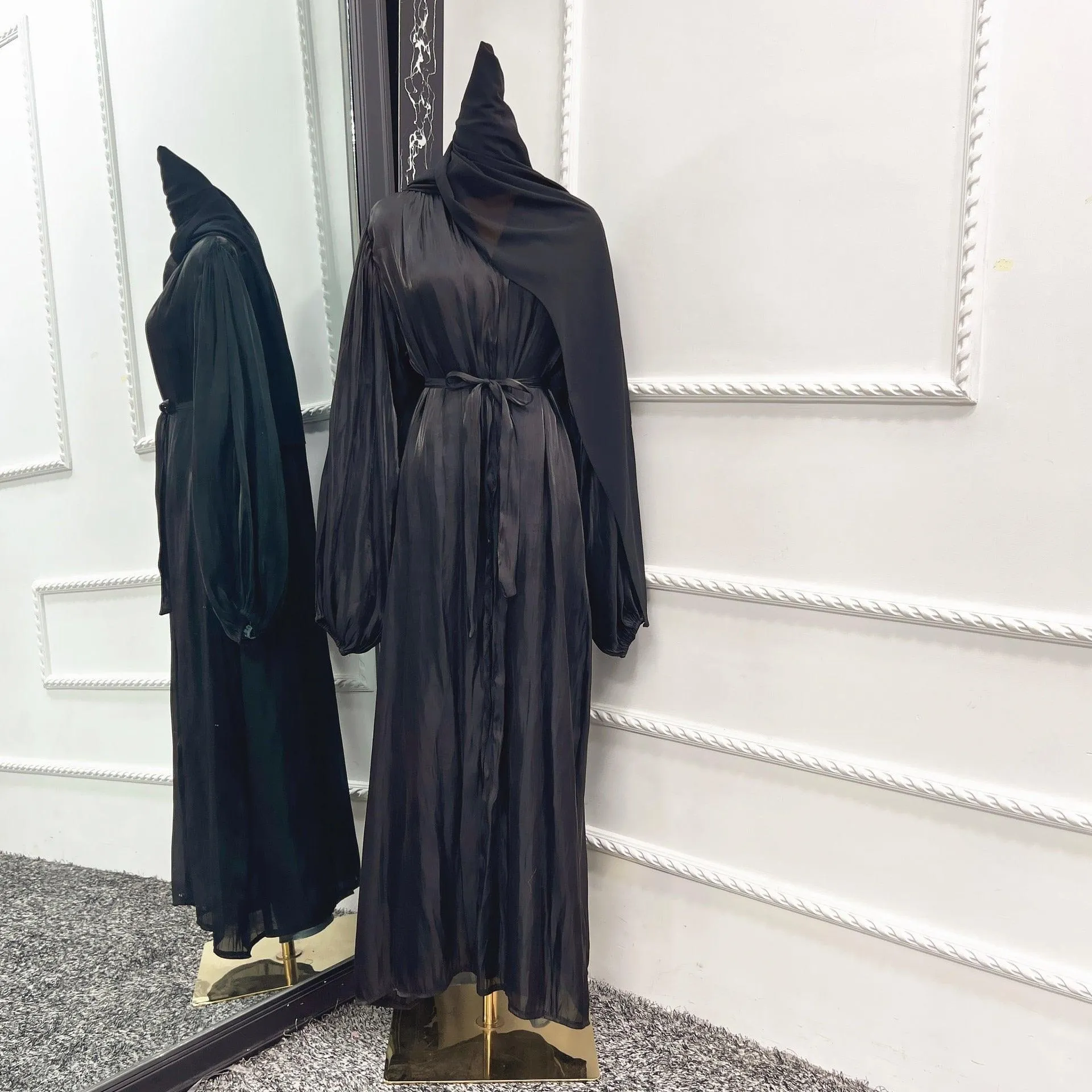 Kimono Modest Open Abaya with Belt for Women