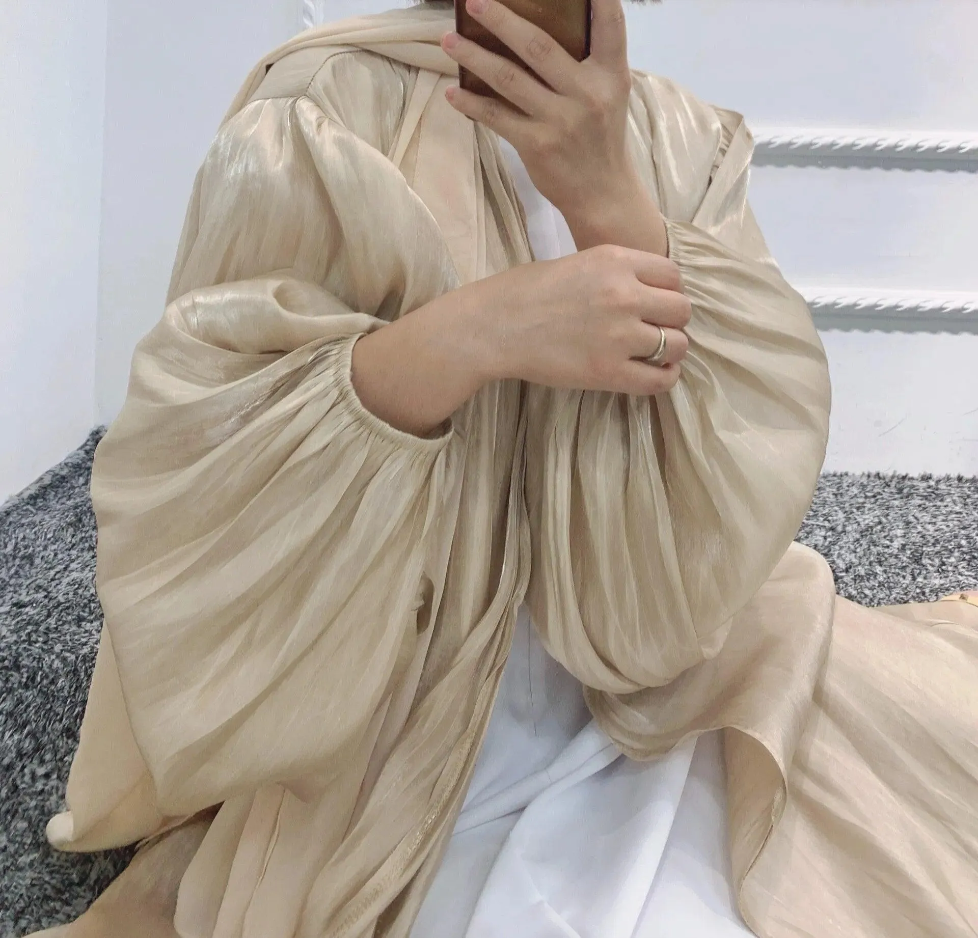 Kimono Modest Open Abaya with Belt for Women