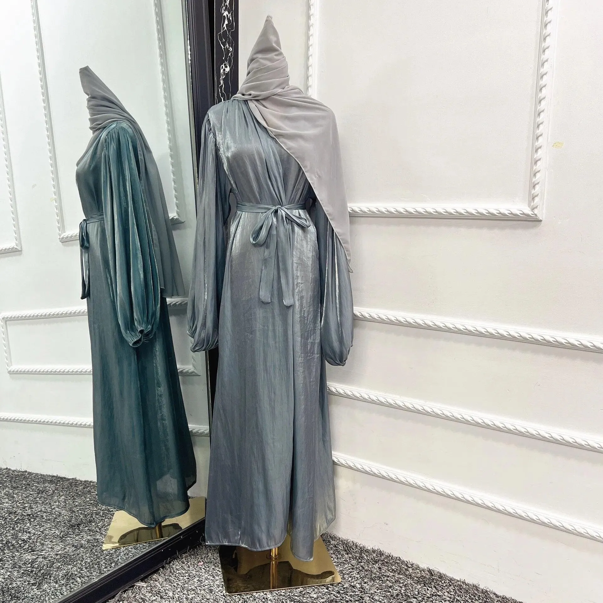 Kimono Modest Open Abaya with Belt for Women