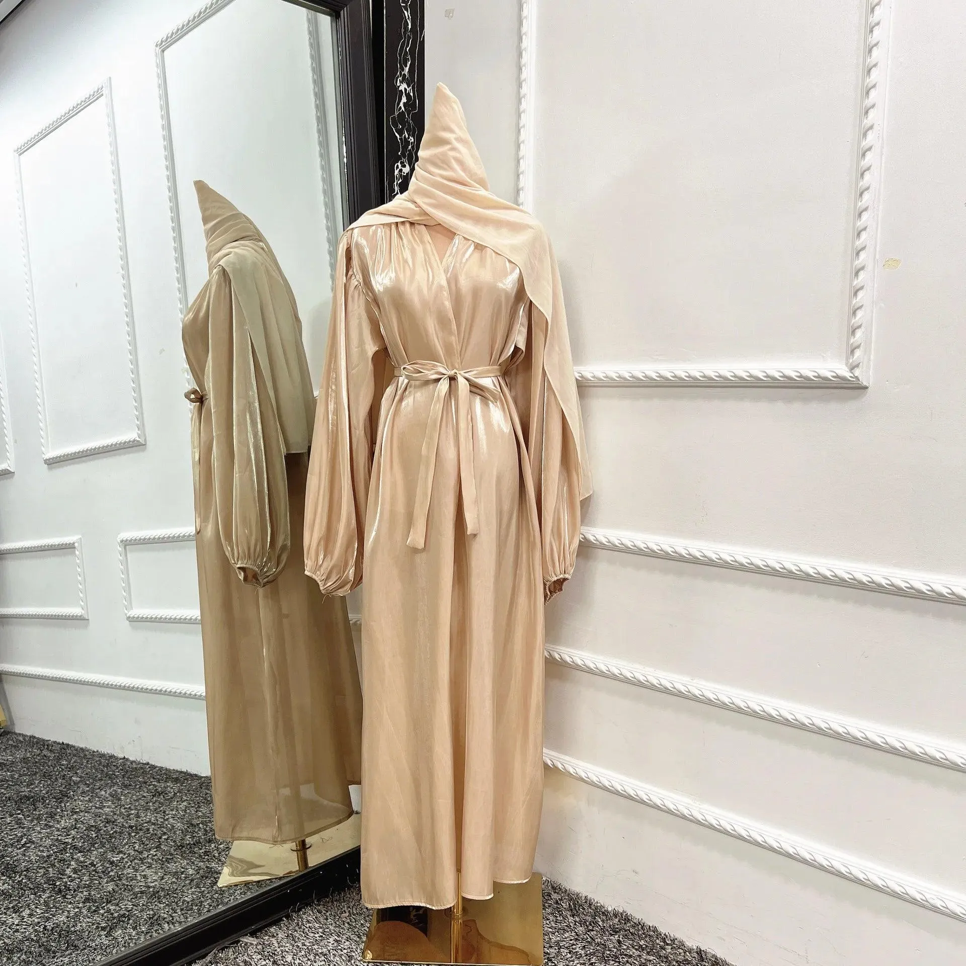 Kimono Modest Open Abaya with Belt for Women