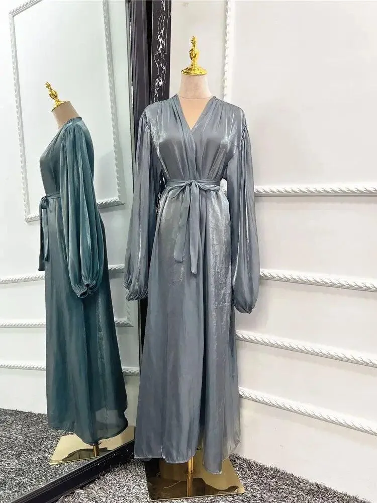 Kimono Modest Open Abaya with Belt for Women