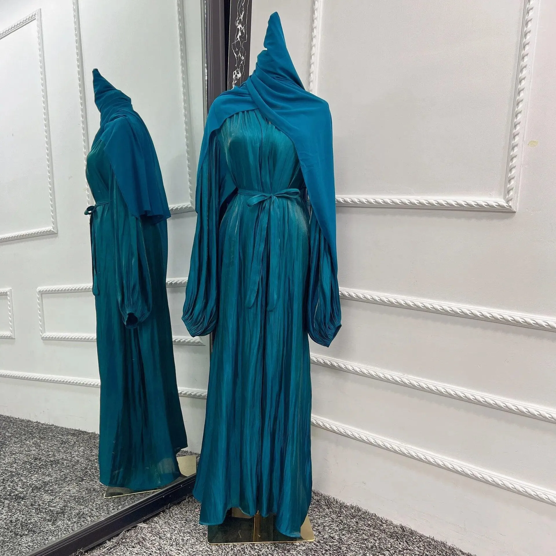 Kimono Modest Open Abaya with Belt for Women
