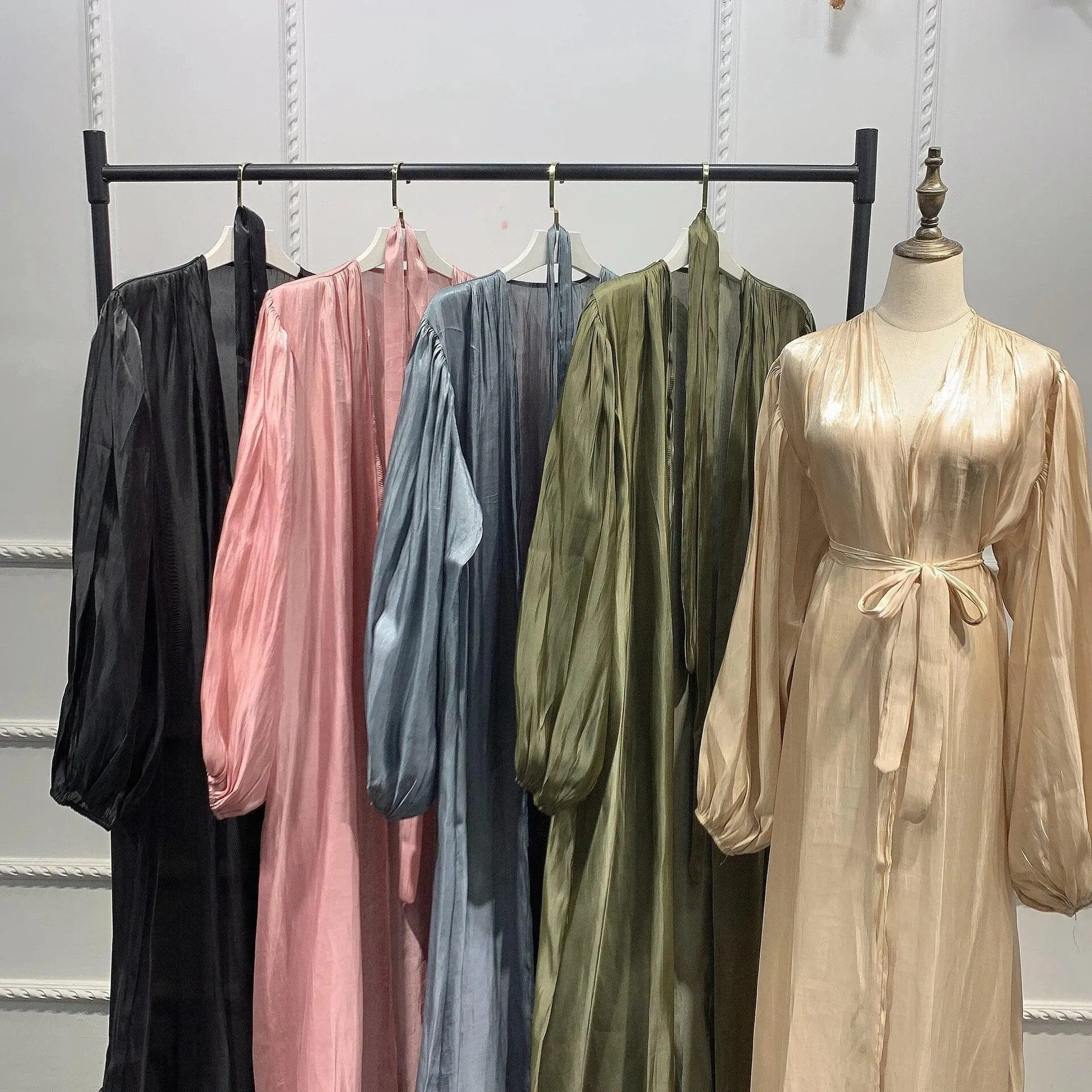 Kimono Modest Open Abaya with Belt for Women