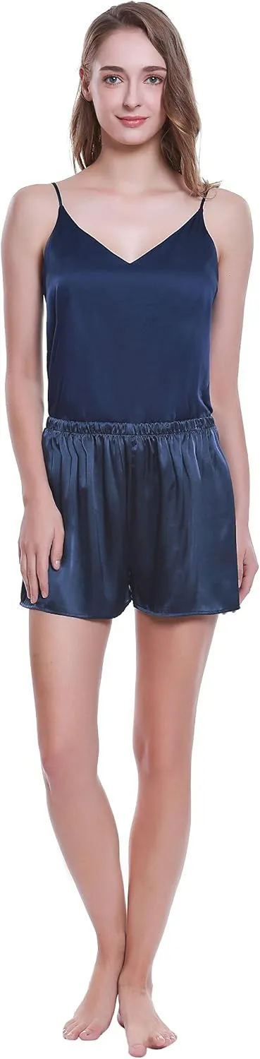 LEPTON 19mm 100% Premuim Mulberry Silk Shorts- Womens Pajama Shorts- Soft Sleepwear Lounge Shorts- Sleeping Shorts for Women