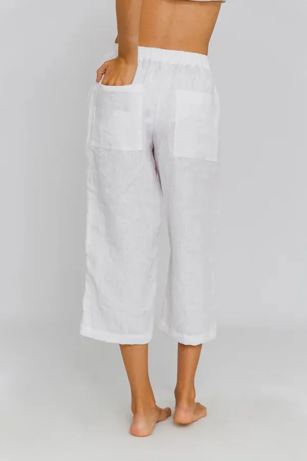 Linen Bermuda shorts for women green olive - Carla