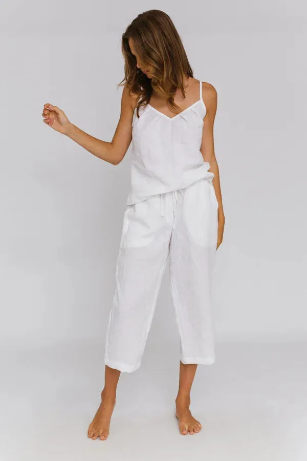 Linen Bermuda shorts for women green olive - Carla