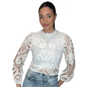 Long Sleeve Lace Crop Top