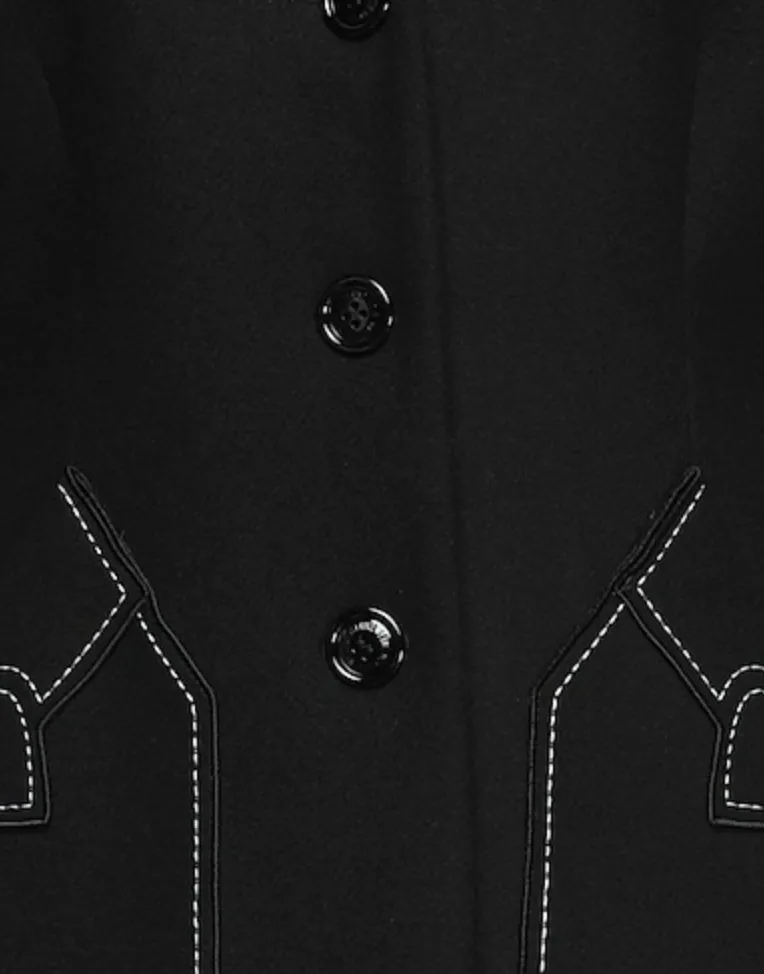 Love Moschino Chic Wool Blend Black Coat with Heart Detail