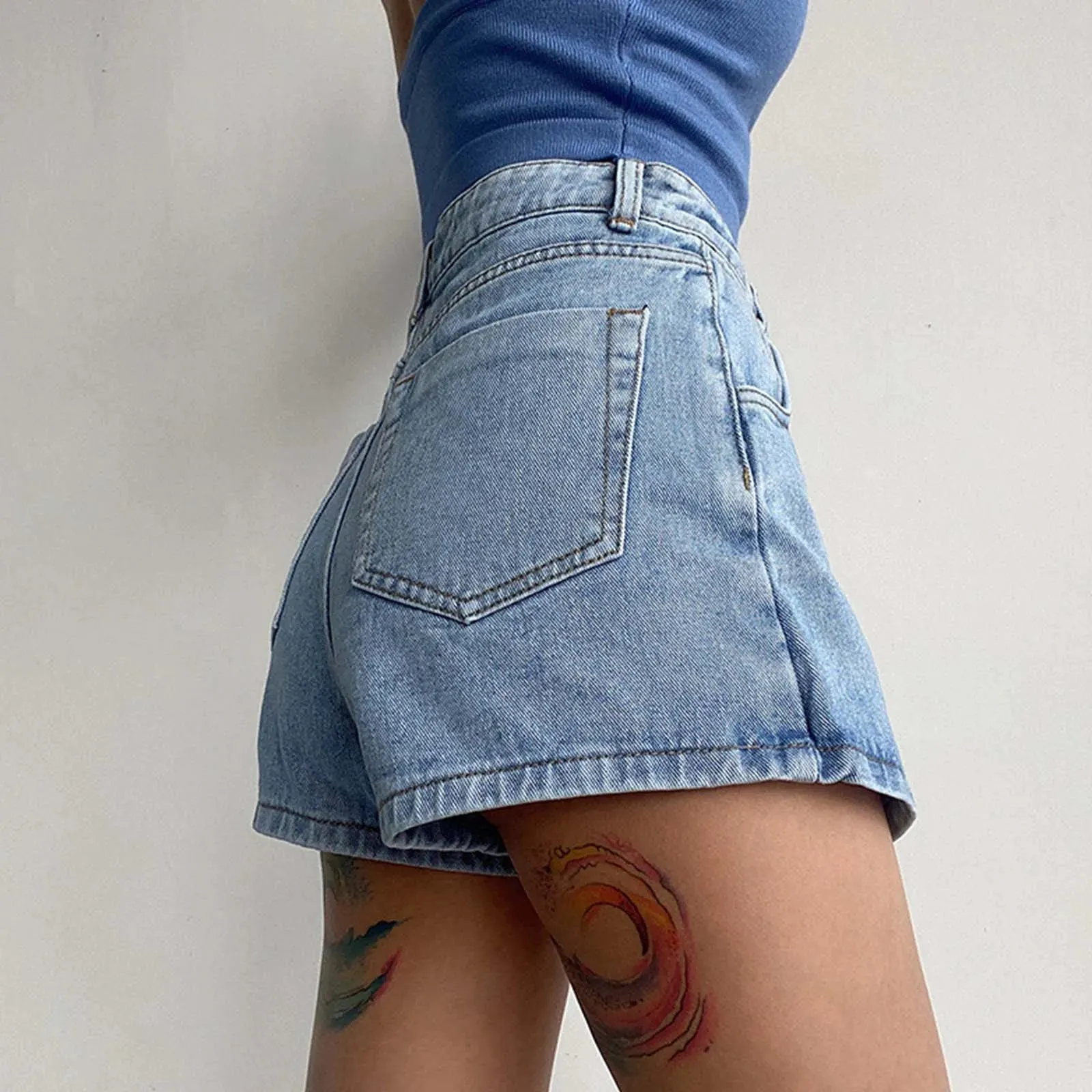 LVSANW Denim Skirt Shorts Women Y2K Casual Summer Solid High Waist Shorts Asymmetrical A-Line Female Streetwear Jean Mini Skirts Shorts