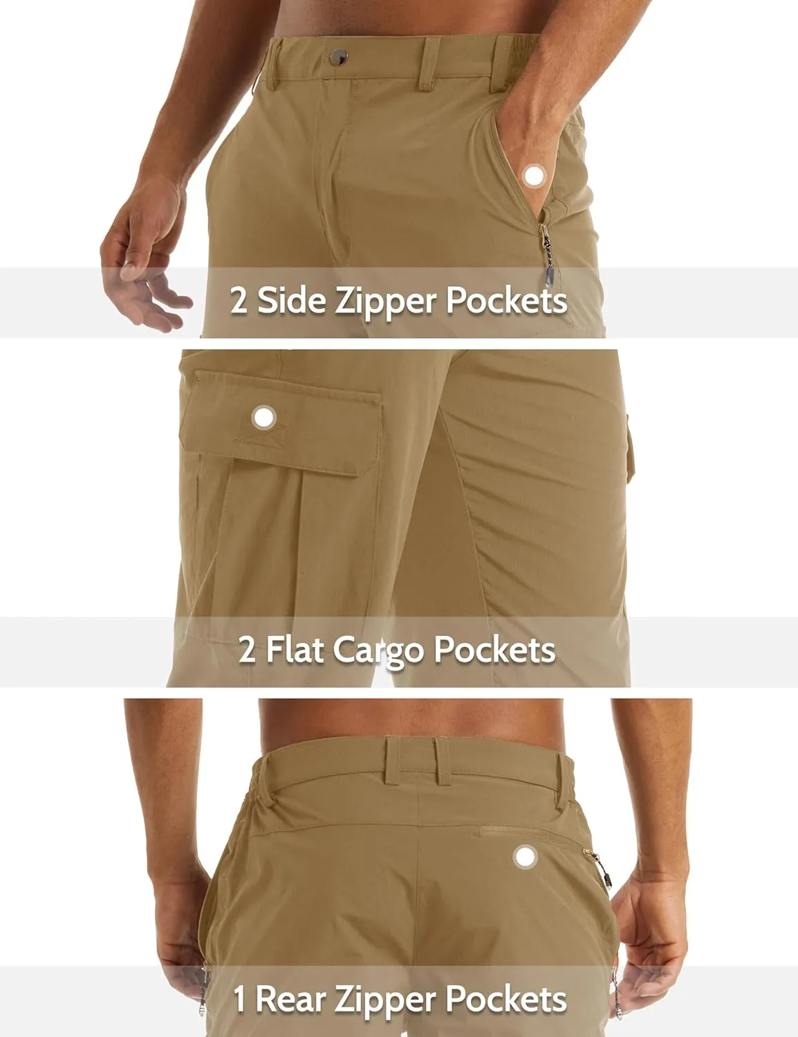 MAGCOMSEN Men's Workout Gym Shorts Quick Dry 3/4 Capri Pants Zipper Pockets Hiking Athletic Running Shorts