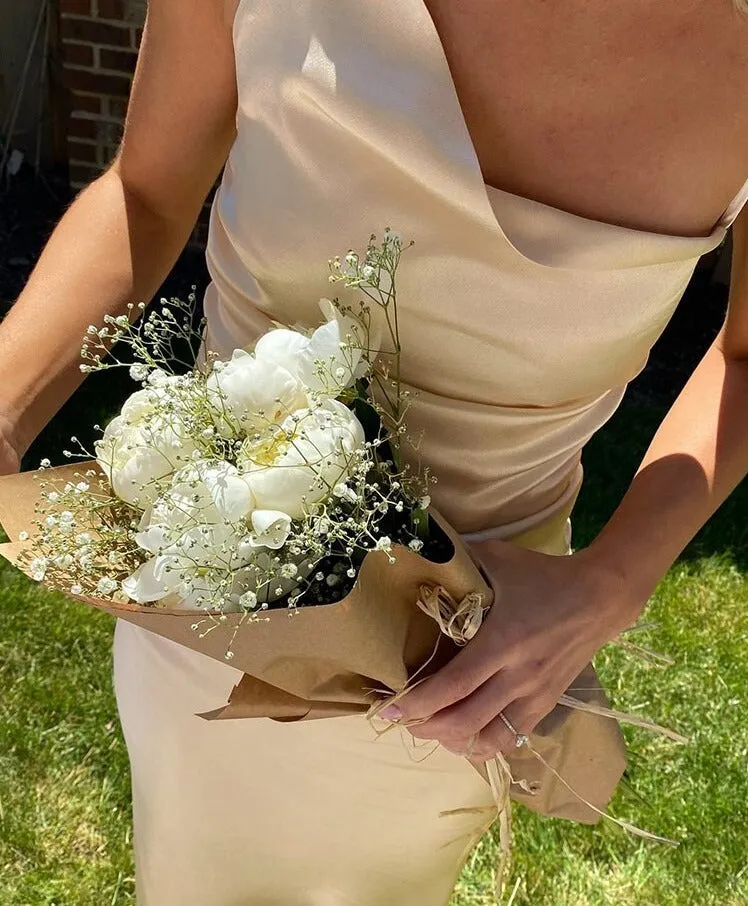 Maxi Dress Elegant Silky Ruched Women Fashion Solid Inclined Shoulder Sleeveless Gorgeous Lady Dresses Evening Gown Robe