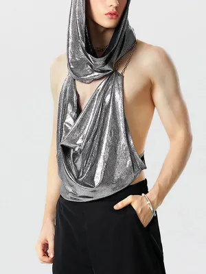Mens Glitter Chain Design Hooded Vest SKUK16219