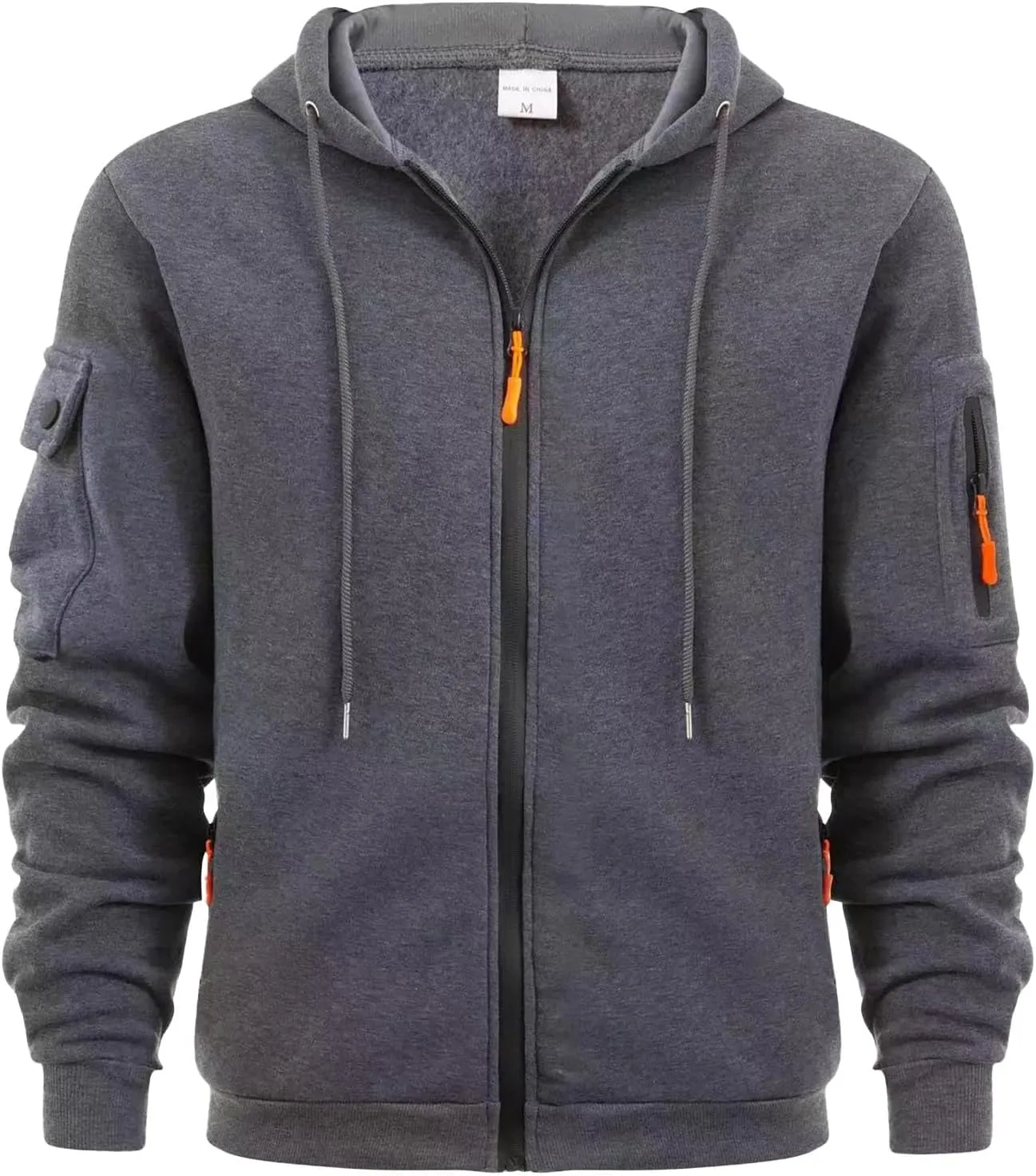 Men's Heavyweight Full Zip Fleece Hoodie Casual Cotton Hooded Fleece Drawstring Hoodies Pullover Sweatshirts