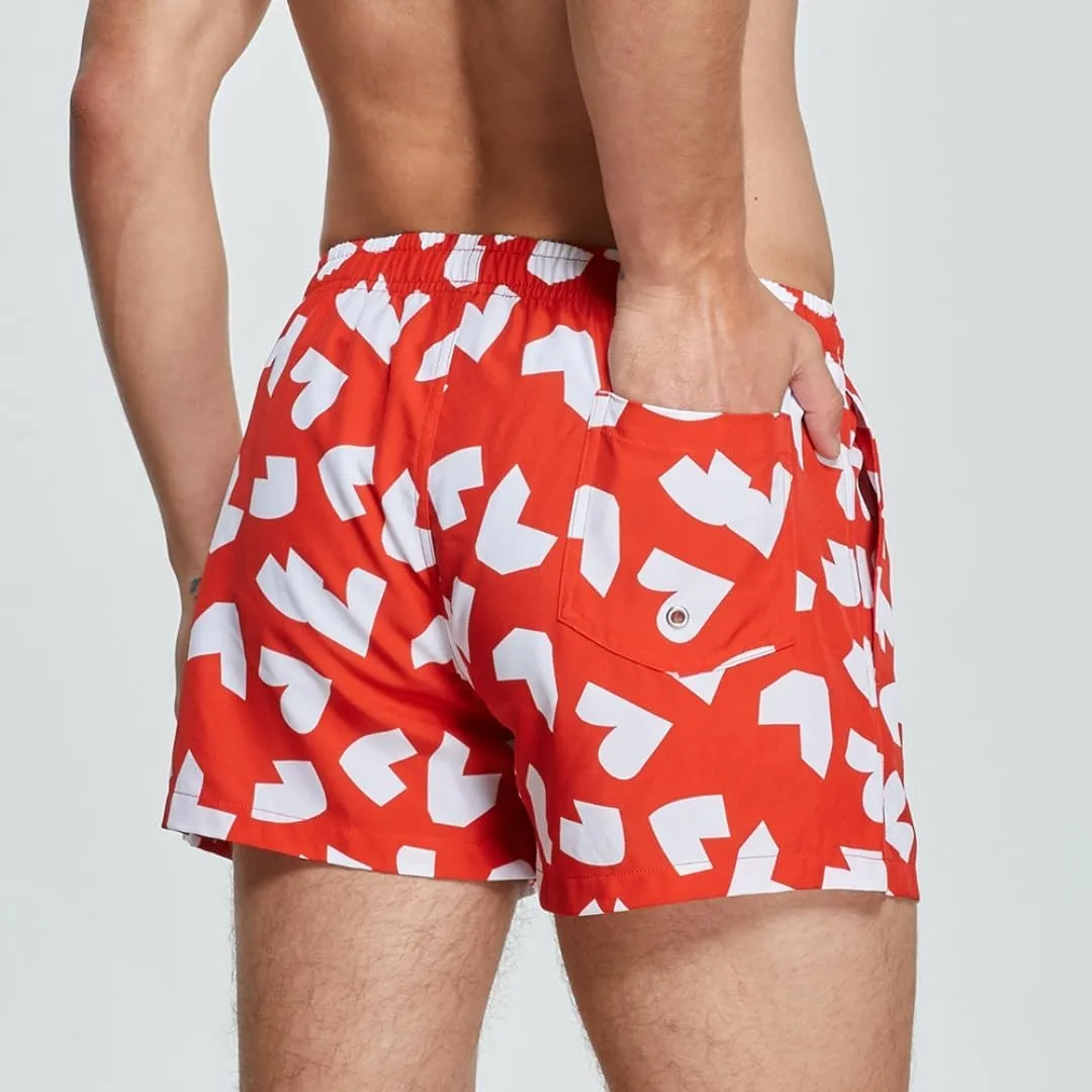 Mens Quick-Dry Beach Swim Shorts  Printed Board Shorts