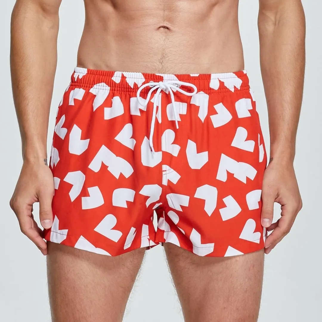 Mens Quick-Dry Beach Swim Shorts  Printed Board Shorts