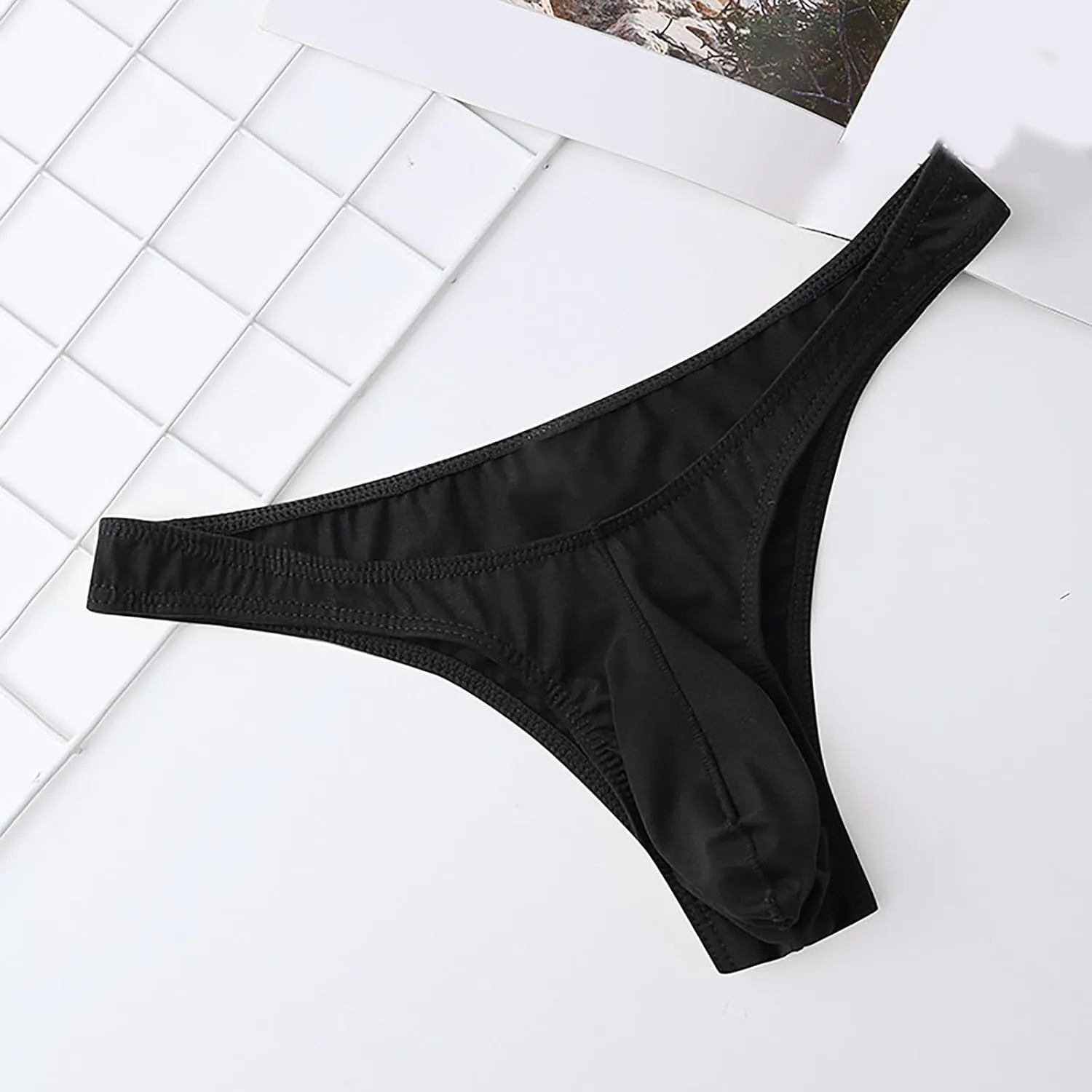 Men's Thong Underwear Breathable Low Rise Bulge Enhancing Briefs Soft Comfy Underpants Sexy Panties