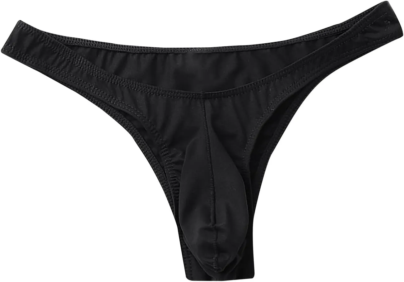 Men's Thong Underwear Breathable Low Rise Bulge Enhancing Briefs Soft Comfy Underpants Sexy Panties