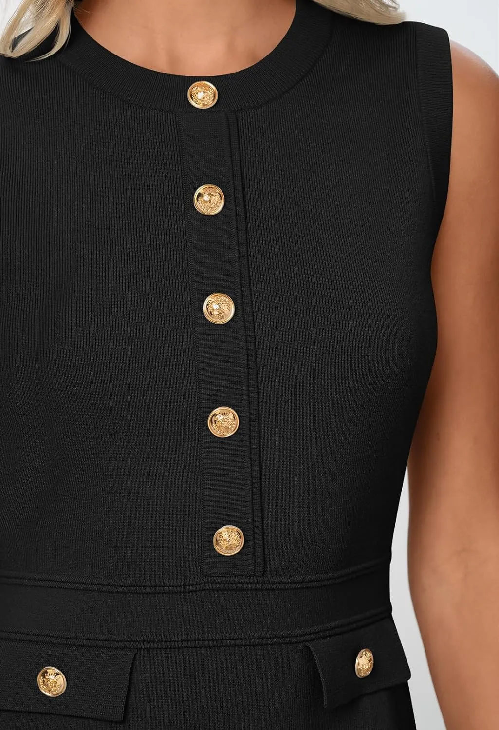 MEROKEETY Women's Formal Work Mini Dress Casual Summer Sleeveless Elegant Button Bussiness Office Outfits