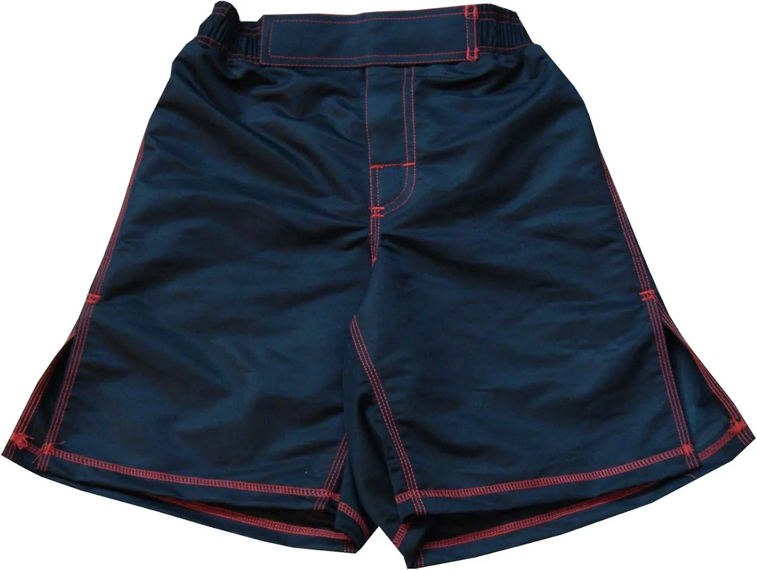 MMA Board Shorts Black with Red Stitching L NO Logo Fitness Gym Equipment Grappling Shorts, Kickboxing Shorts, Fighting Shorts, Muay Thai Training Shorts