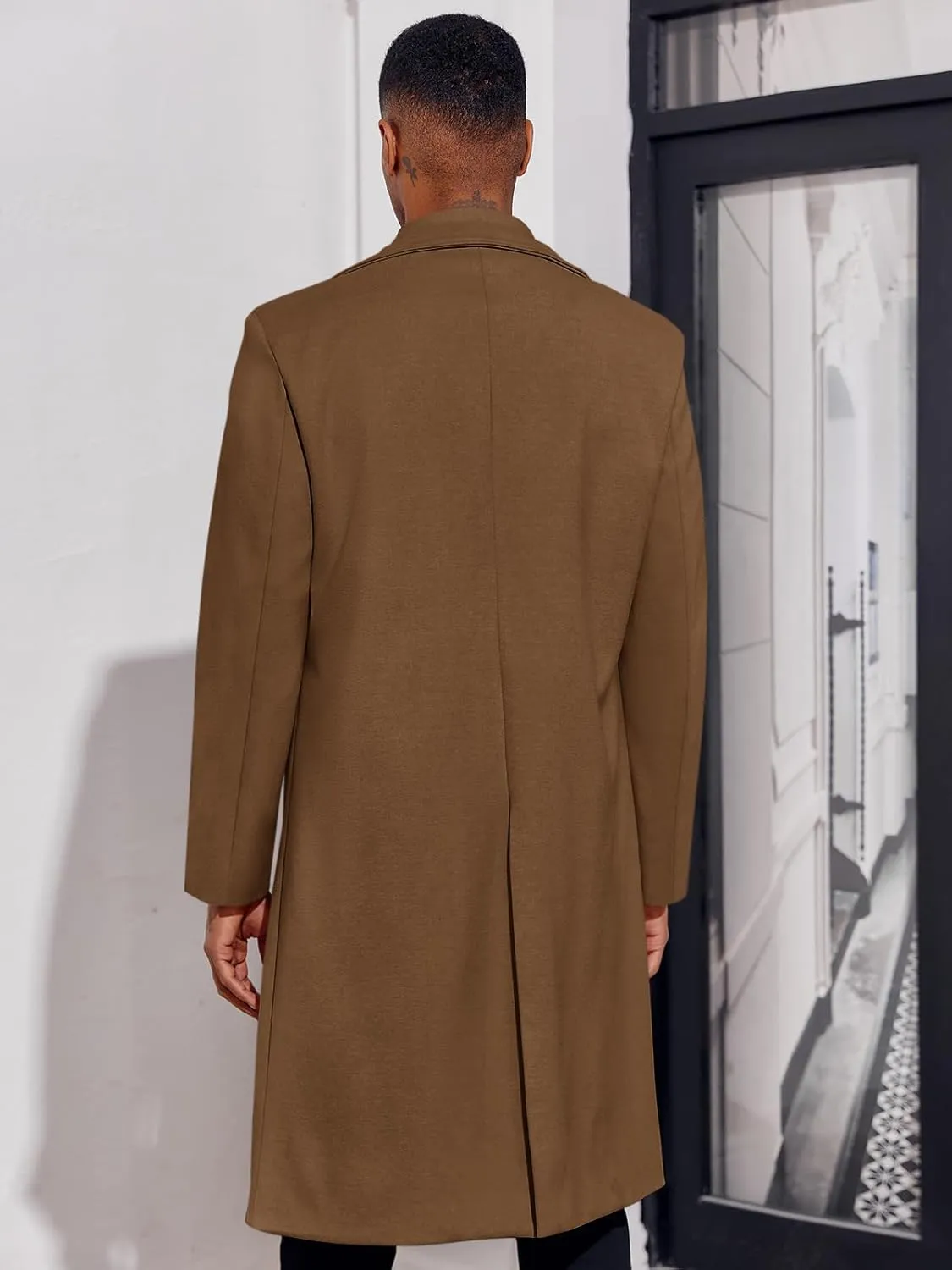MNCEGEER Men's Trench Coat Notch Lapel Double Breasted Casual Cotton Blend Peacoat