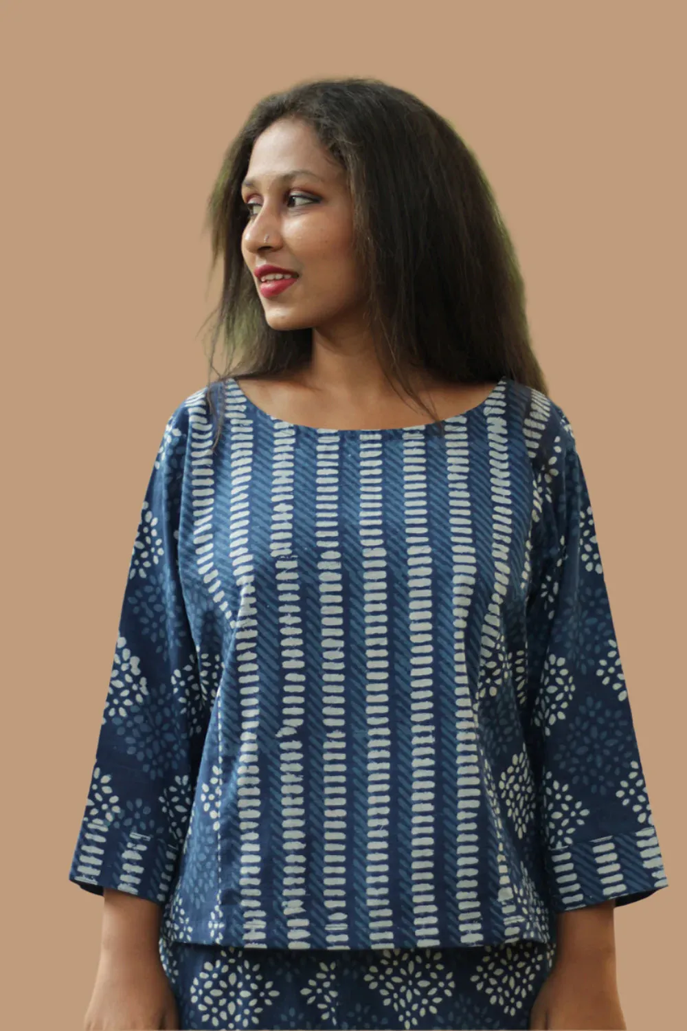Mrittika | Crop Top | Indigo Stripes