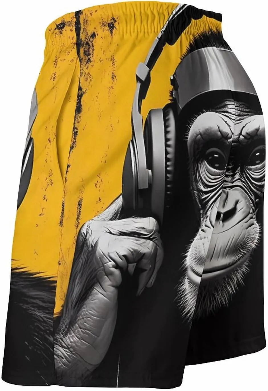 Music Headphone Monkey Men's Swim Trunks Quick Dry Bathing Suit Swimming Board Shorts Beach Swimwear