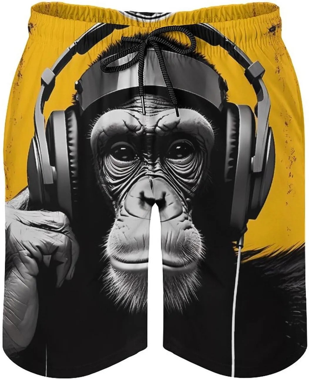 Music Headphone Monkey Men's Swim Trunks Quick Dry Bathing Suit Swimming Board Shorts Beach Swimwear