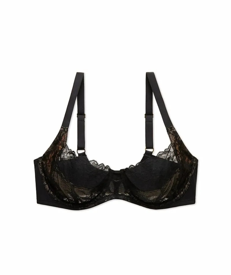 Natori Statement Supportive Full Figure Underwired Lace Bra - Black/Cafe