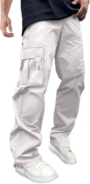 PLEPAN Men's Casual Cargo Pants Stretch Sweatpants Streetwear Trousers Hiking Drawstring Elastic Waist Workout Joggers