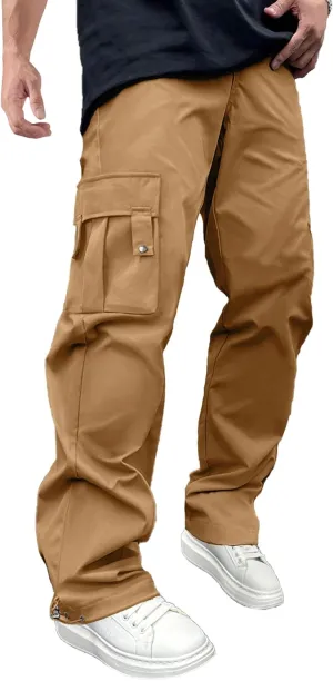 PLEPAN Men's Casual Cargo Pants Stretch Sweatpants Streetwear Trousers Hiking Drawstring Elastic Waist Workout Joggers