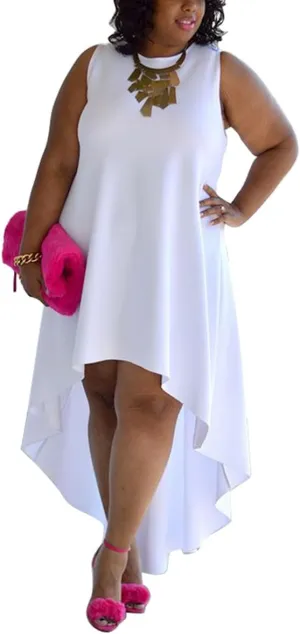 Plus Size Womens Maxi Long Dress Summer Casual Loose Sleeveless Tank Irregular High Low Hem Sundress