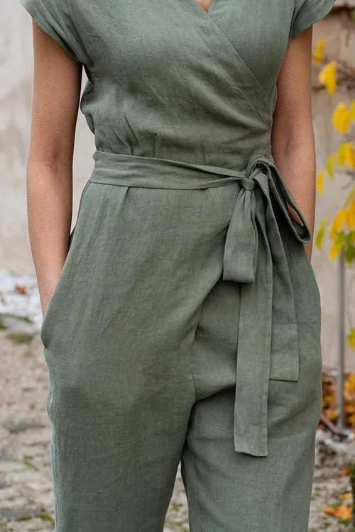 Pockets Wrap Jumpsuits