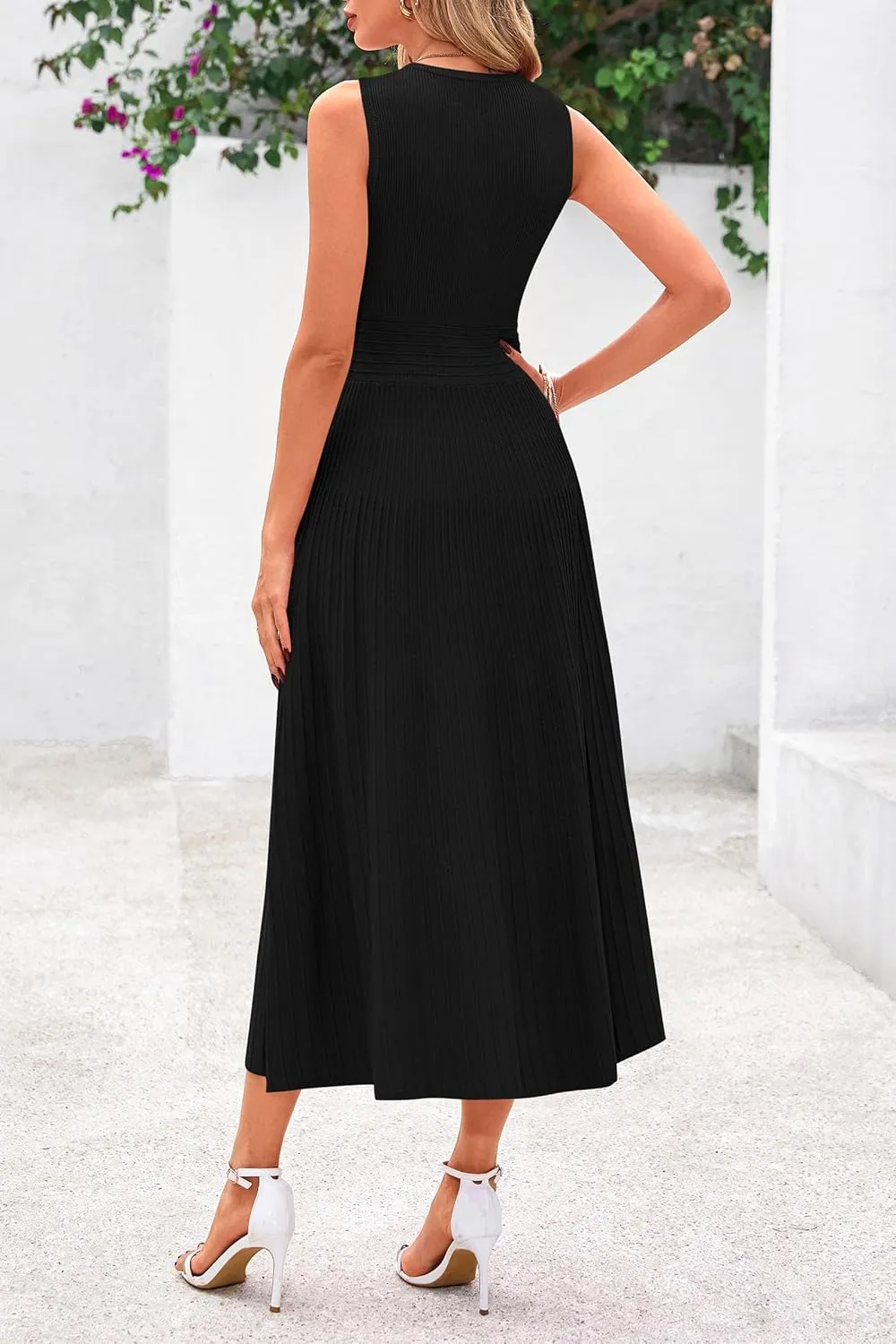 PRETTYGARDEN Spring Casual Dresses for Women 2025 Summer Business Work Midi Sleeveless A Line Pleated Cocktail Dress