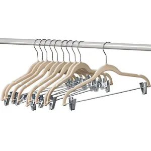 Professional house 10 Pack Clothes Hangers with Clips Ivory Velvet Hangers, Use for Skirt/Pants Hangers