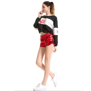 Pure Color Shinning Fabric Sexy Loose Shorts