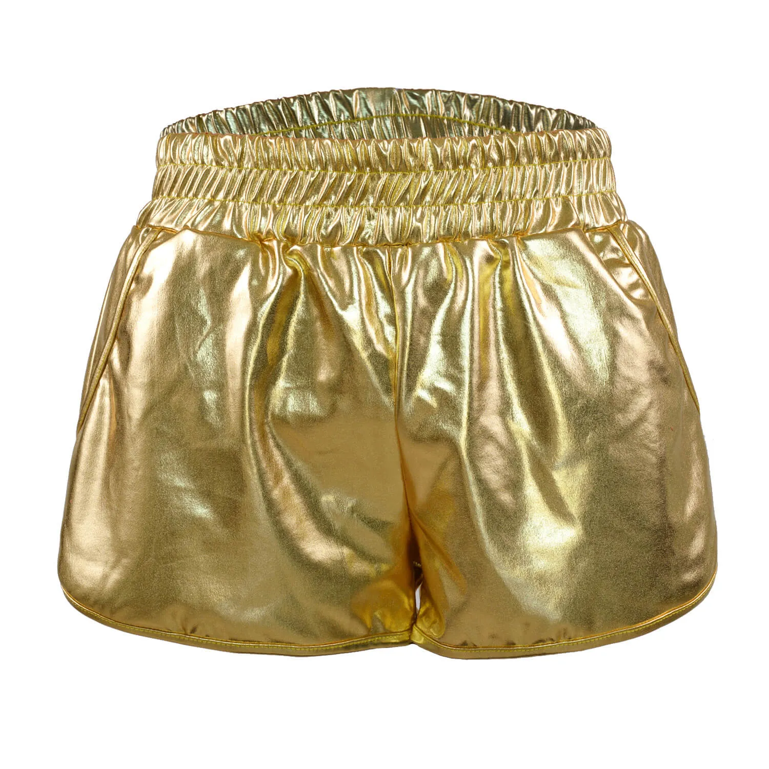 Pure Color Shinning Fabric Sexy Loose Shorts