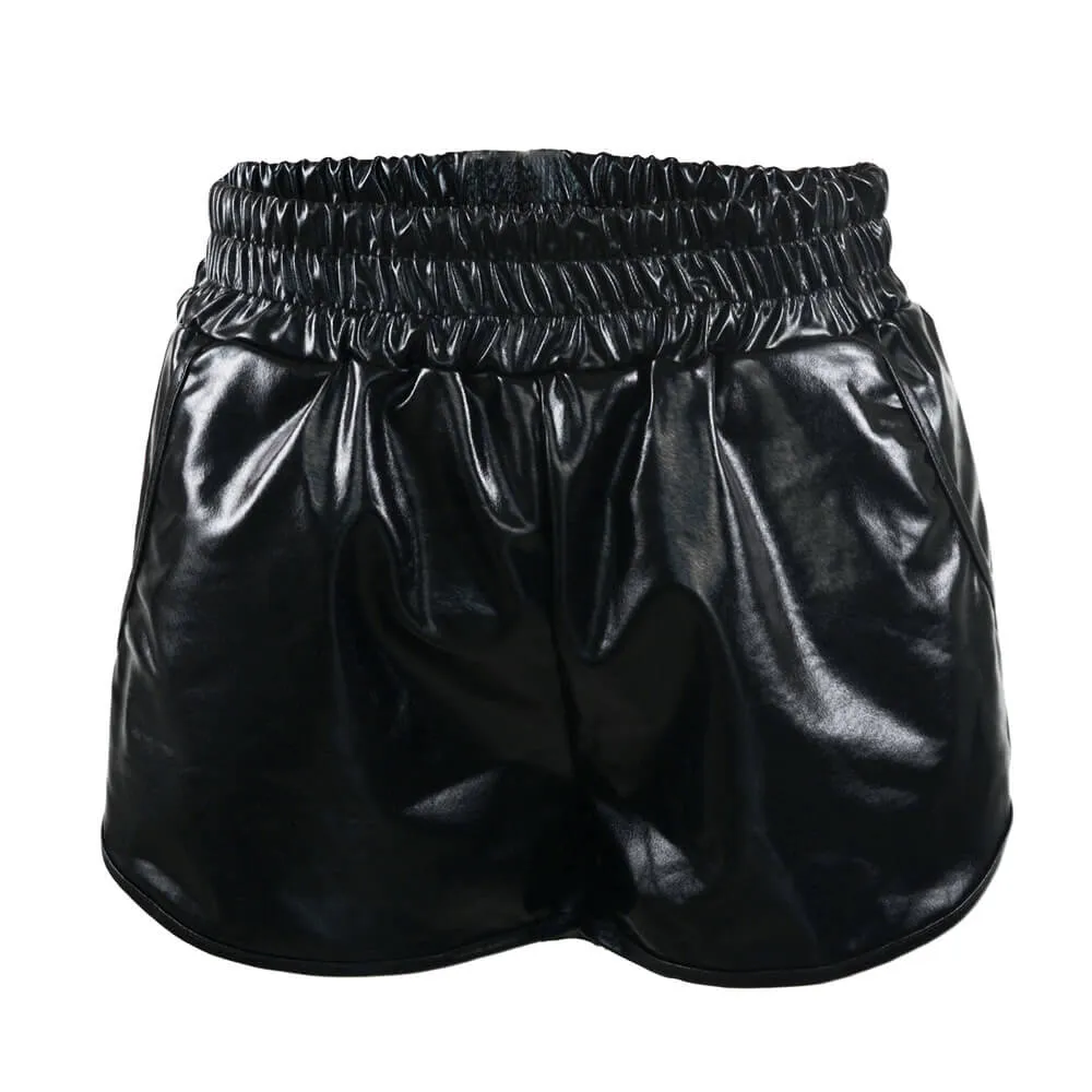 Pure Color Shinning Fabric Sexy Loose Shorts